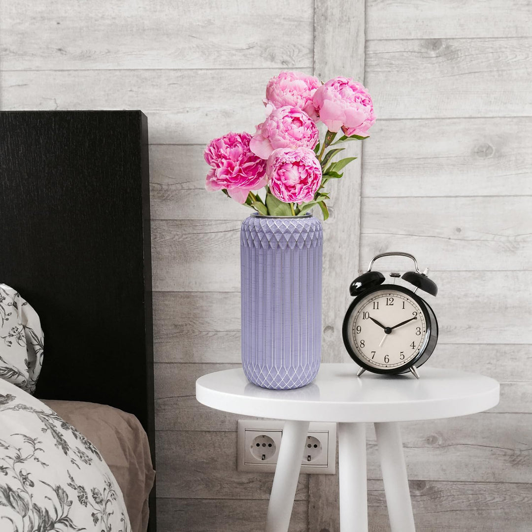 Suanti Dekorative Blumenvase (28 cm), Gross Lilac Silber Border Moderne Vase, Einzigartigen Formen V