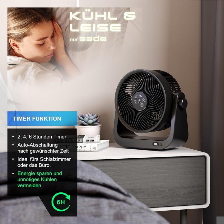CSL - Akku Tischventilator mit Fernbedienung – sehr leise - Oszillation – 10 Geschwindigkeitsstufen