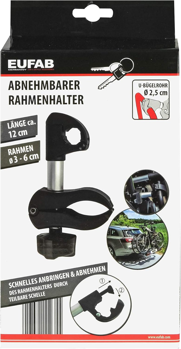 EUFAB 11235 Rahmenhalter kurz, abschliessbar, für U-Bügelrohr: Ø 2,5 cm, 12 cm Länge 12 cm Länge; Ø