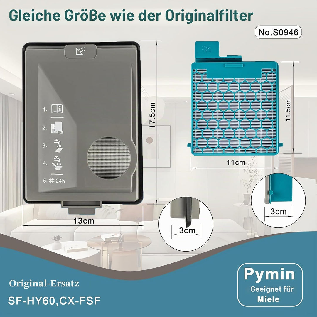 Pymin Staubsaugerfilter für Miele Boost CX1 Allergy/CX1 Active/CX1 CarCare/CX1 Cat &amp; Dog PowerLine/C