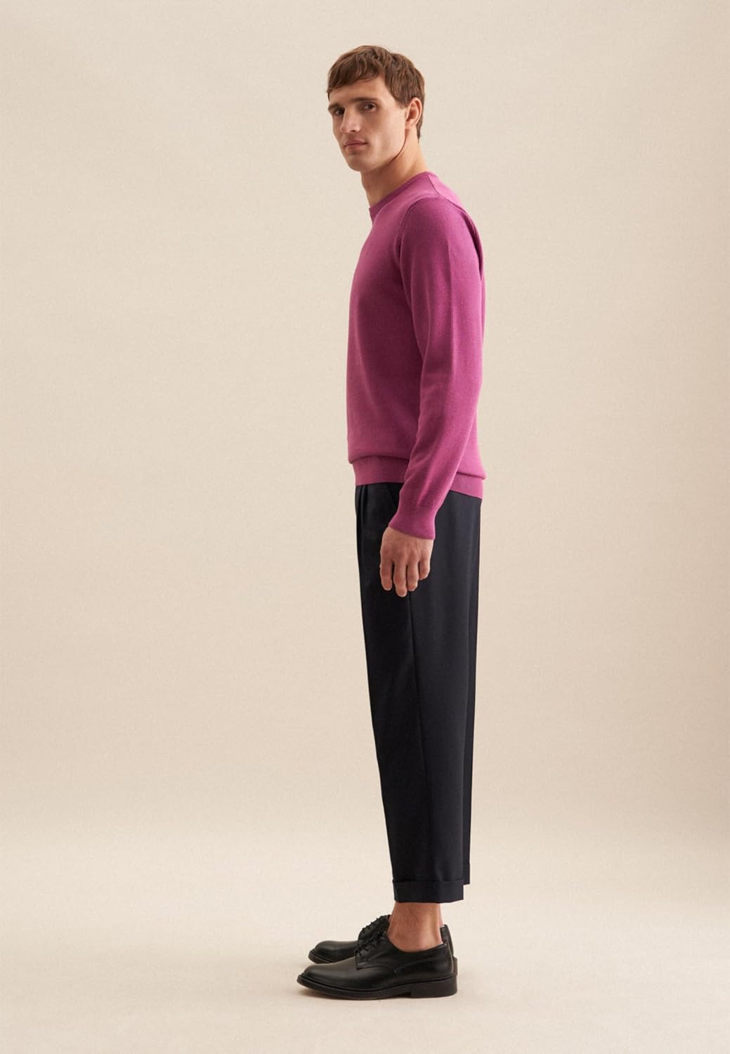 Seidensticker Herren Pullover - Regular Fit - Rundhalsausschnitt - Langarm - 100% Baumwolle M Rot, M