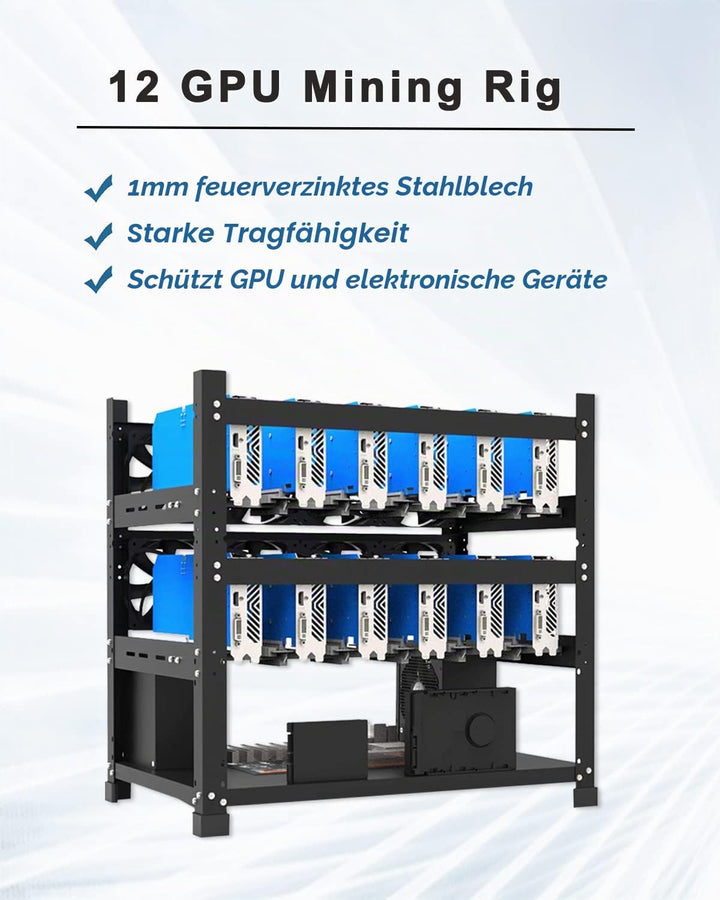 Mining Rig Frame Case 12 Gpu, Stahl Mining Rig Frame 52x52x36 cm, Ordentliches Open Air PC Case für