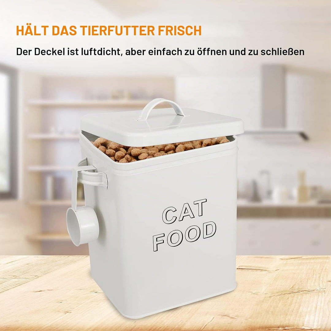 Pethiy Katzenfutterbehälter mit Holzdeckel , Leckerbissenbehälter mit Schaufel , Beschichteter Kohle