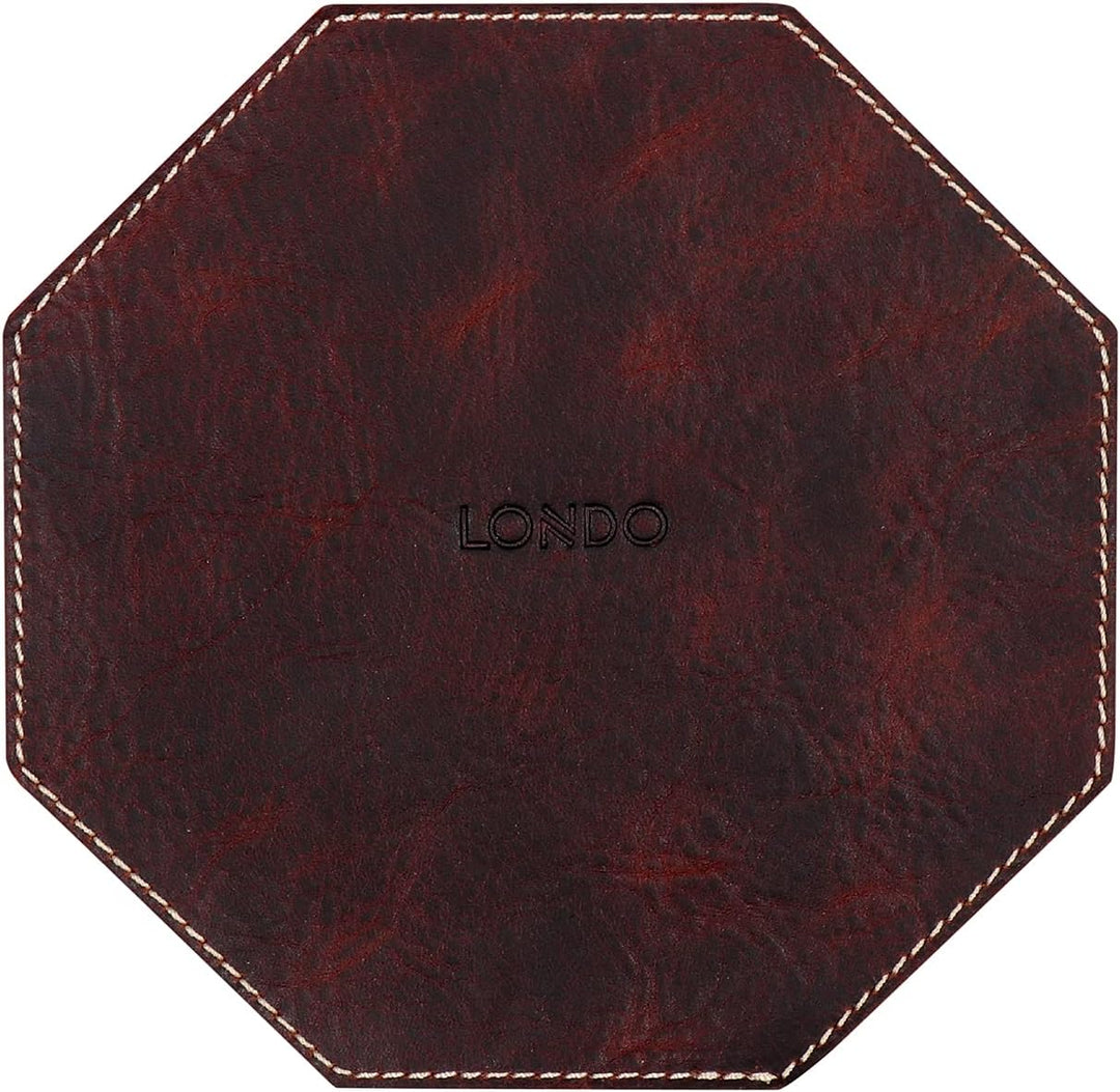 LONDO Rundes Tablett aus echtem Leder – praktische Aufbewahrungsbox für Brieftaschen, Uhren, Schlüss