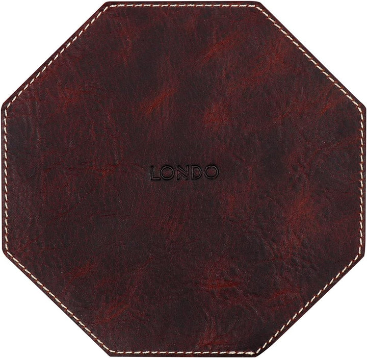 LONDO Rundes Tablett aus echtem Leder – praktische Aufbewahrungsbox für Brieftaschen, Uhren, Schlüss