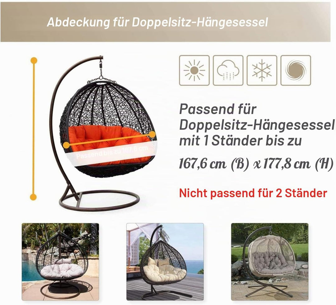HONCENMAX Abdeckung für Hängesessel/Schwingsessel/Hängekorb - Garten Rattan Wicker Hängesessel wasse