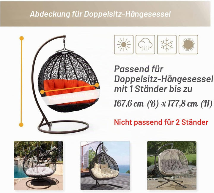 HONCENMAX Abdeckung für Hängesessel/Schwingsessel/Hängekorb - Garten Rattan Wicker Hängesessel wasse