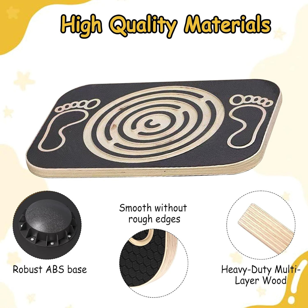 Balance Board Holz mit Labyrinth, Wackelbrett Gleichgewichtstrainer, Balancierbrett für Kinder, Boar