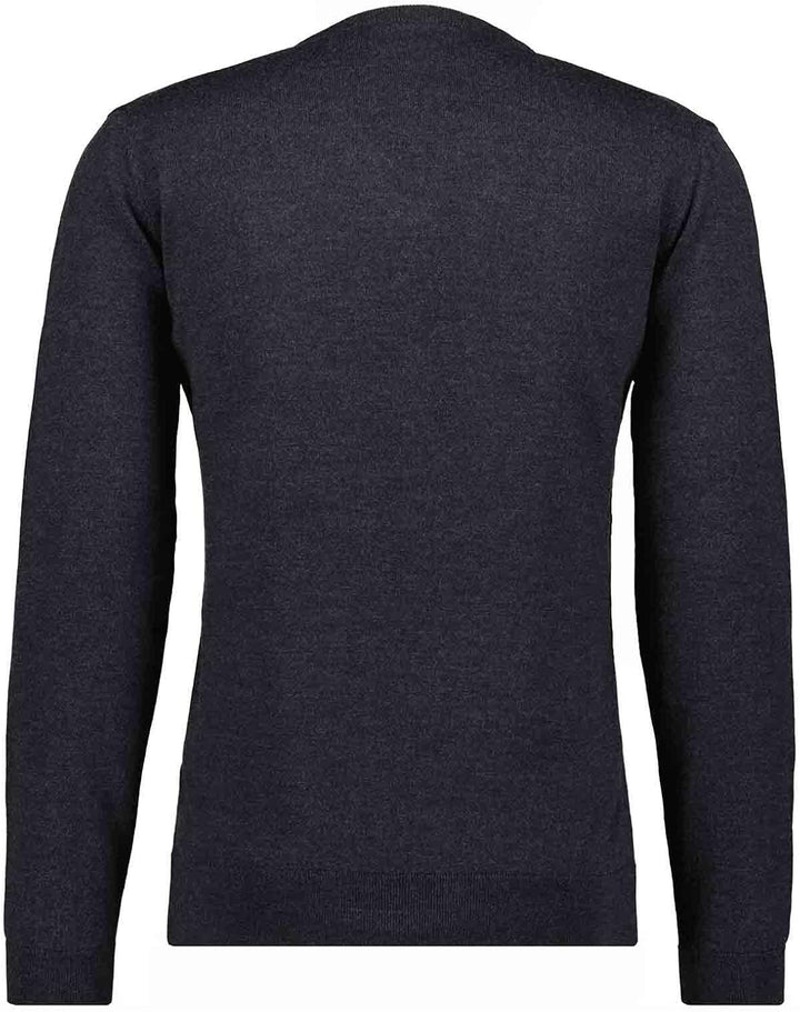 RAGMAN Herren Merino-Pullover V-Ausschnitt, Asphalt-018