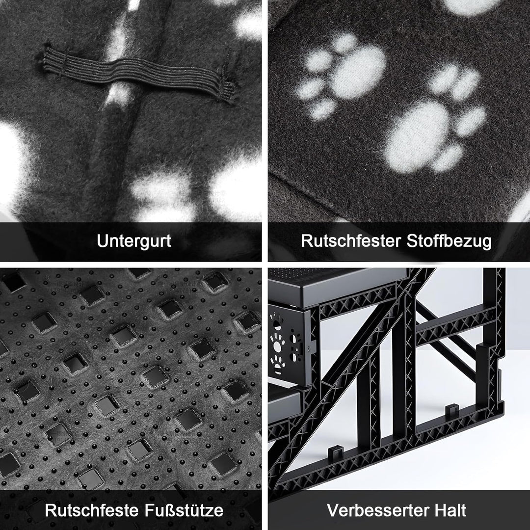 Trintion 3 Stufige Haustiertreppe Tragbar mit Weicher Gepolsterter Rutschfester Abdeckung für Grosse