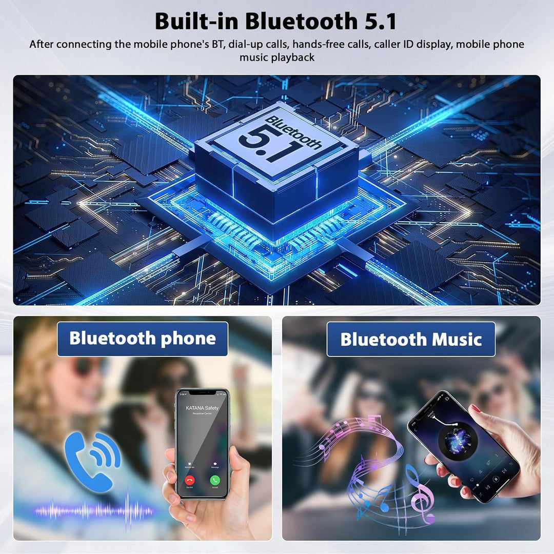 Inefala Carplay 1 DIN Wireless mit manuell einziehbarem 7-Zoll-Display, Autoradio mit Bluetooth 5.1,