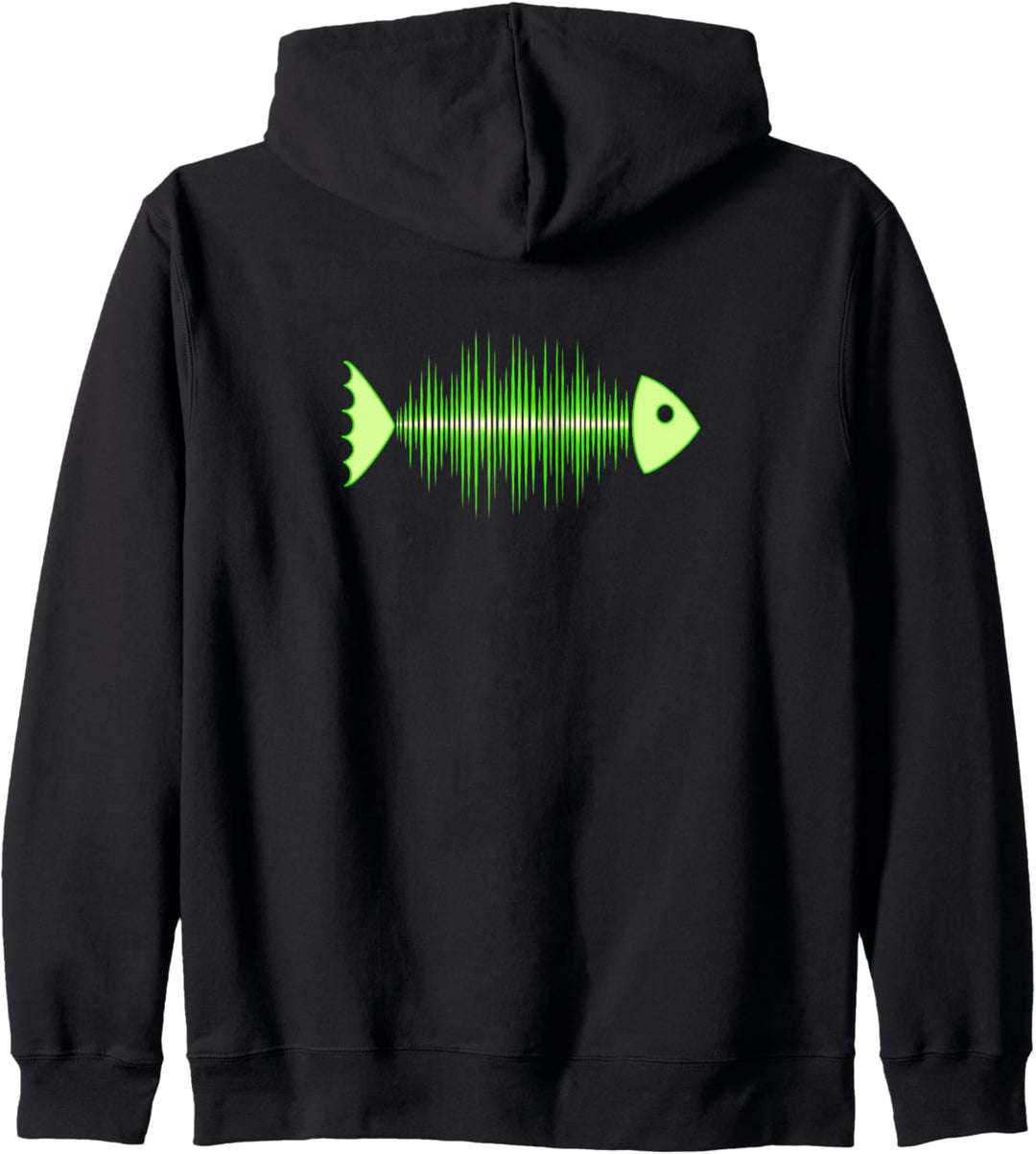 Fisch verstrahlt Musik Symbol Sound Frequenz Puls Fischgräte Kapuzenjacke