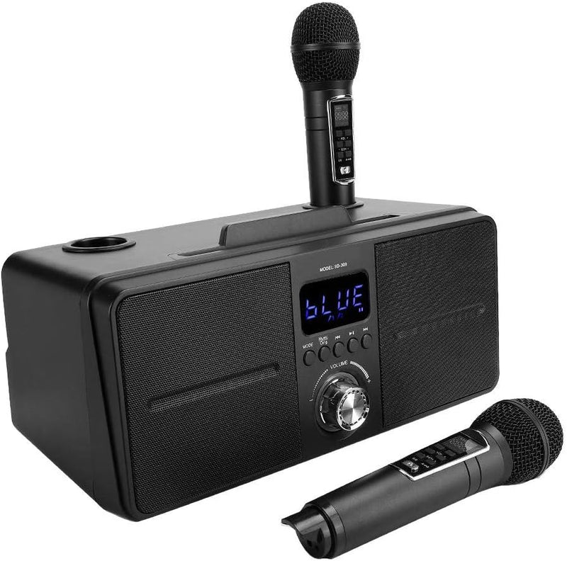 Bluetooth Karaoke Lautsprecher KTV Kit, Karaoke Ausrüstung mit Doppelmikrofon für zu Hause, AUX USB