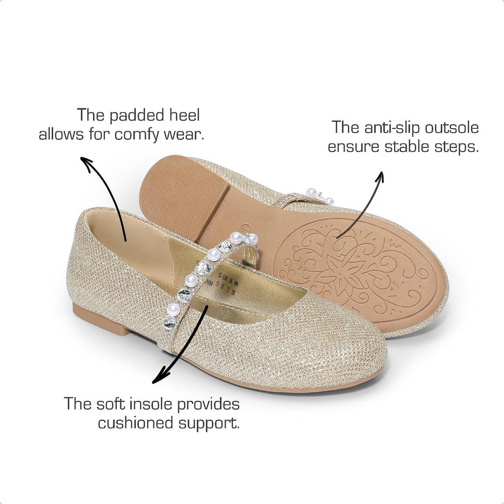 DREAM PAIRS Mädchen-Blumenmädchen-Kleiderschuhe für Hochzeit, Party 25 EU Gold Glitzer, 25 EU Gold G