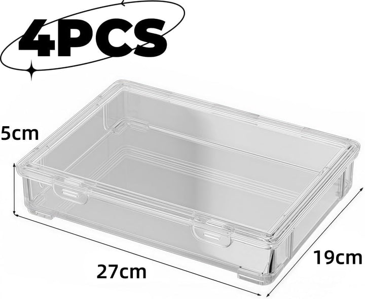 Aufbewahrungsbox mit Deckel, Tragbares Klick-Design, 4 stapelbare Teile, Bürobedarf, Bastelarbeiten,