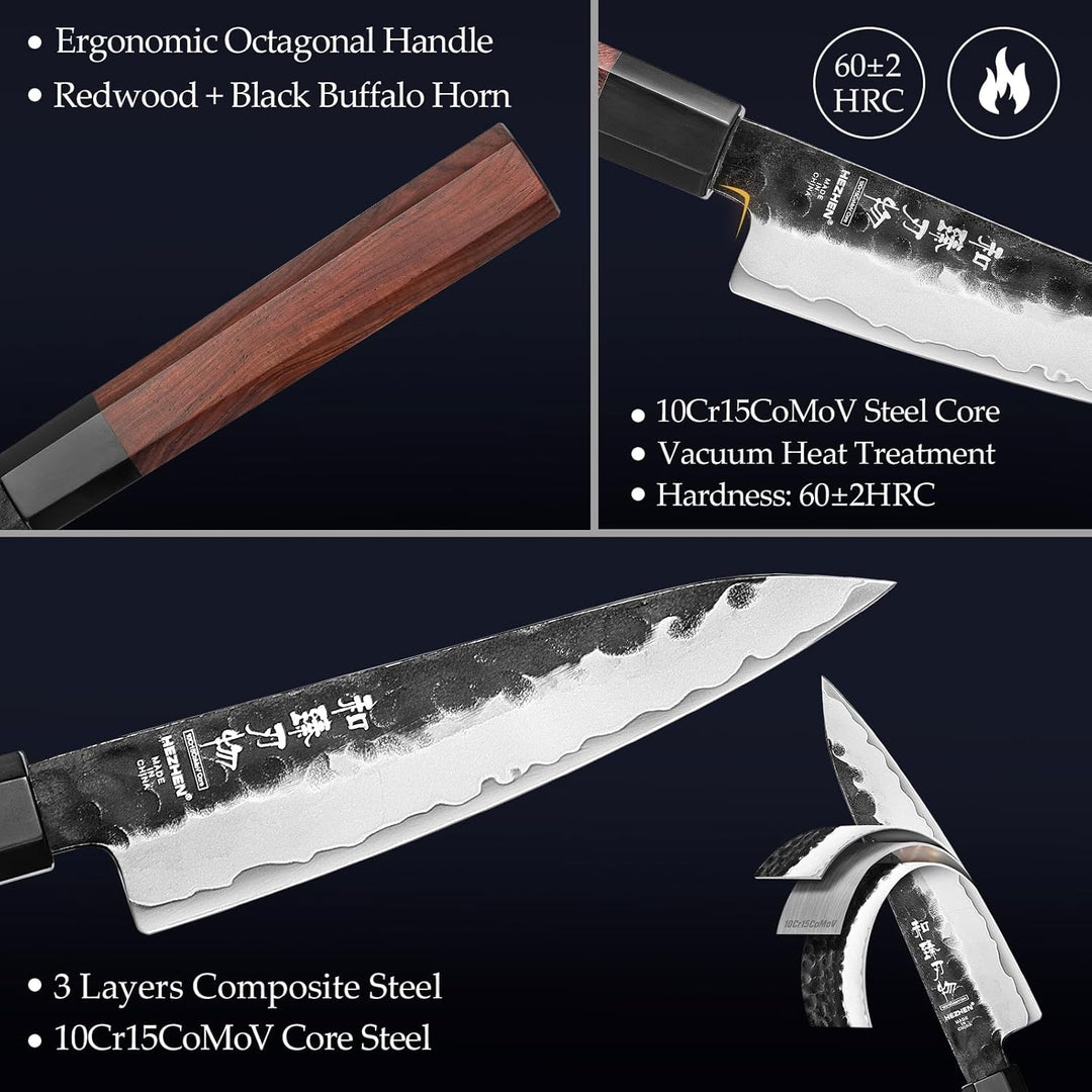 HEZHEN 15CM Allzweckmesser, Plattierter Stahl Verbundwerkstoff Schmiedestahl Universalmesser, Schälm