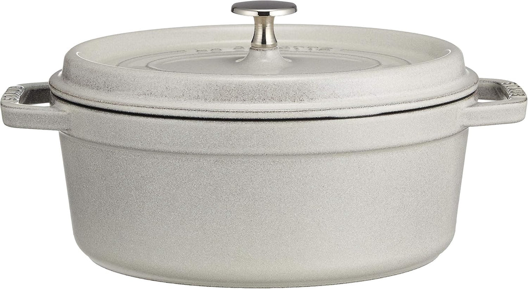 STAUB 11023107 – Schmortopf aus Gusseisen mit ovalen Pfoten, 23 cm, Weiss, Mehrfarbig, One Size