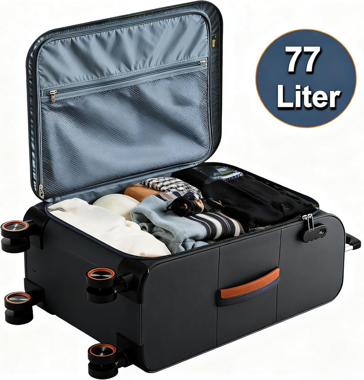 Trier Weichschalenkoffer mittelgross 66x44x28cm, Leichter Stoffkoffer Trolley, Reisekoffer mit Rolle