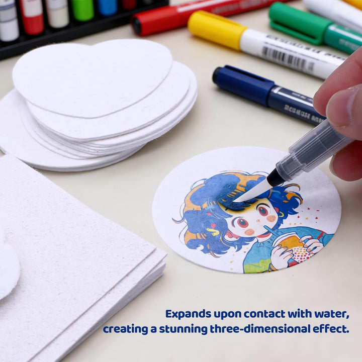 40 Stück Magic Puffy Paint Paper Weisse Schaumstruktur Malpapier, Puffy Art Set, für 3D-Malerei Kart
