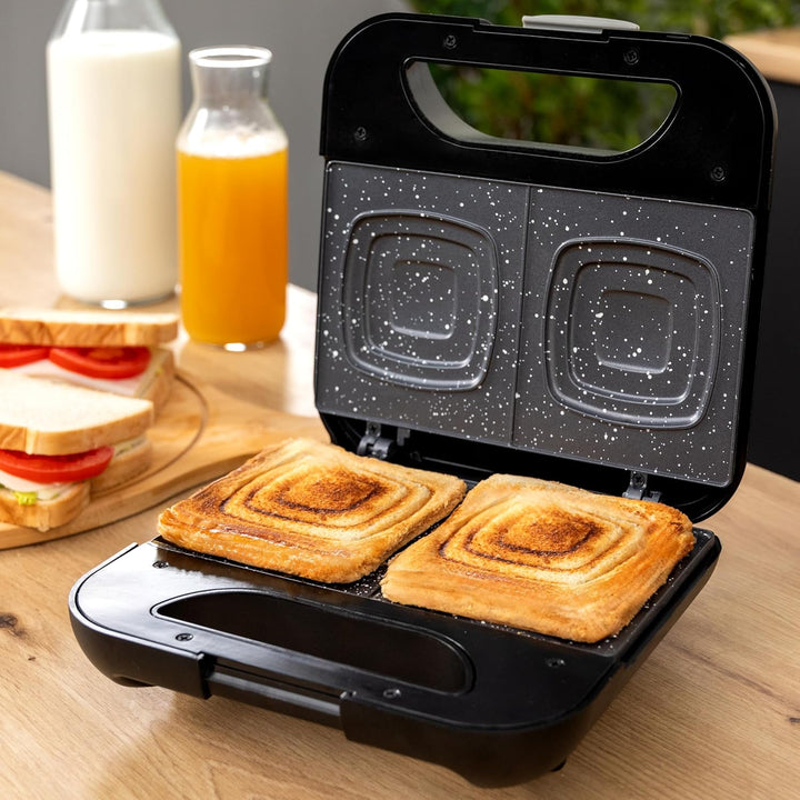 Cecotec Sandwichmaker Rock'nToast Square +, 800W Leistung, Quadratische Platten, RockStone Steinbesc