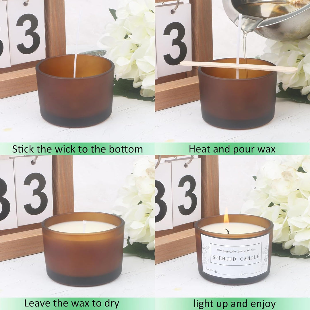 MILIVIXAY 20 Stück 118 ml Milchglas-Kerzengläser mit Deckel und Kerzenherstellungs-Kits – grosse bre