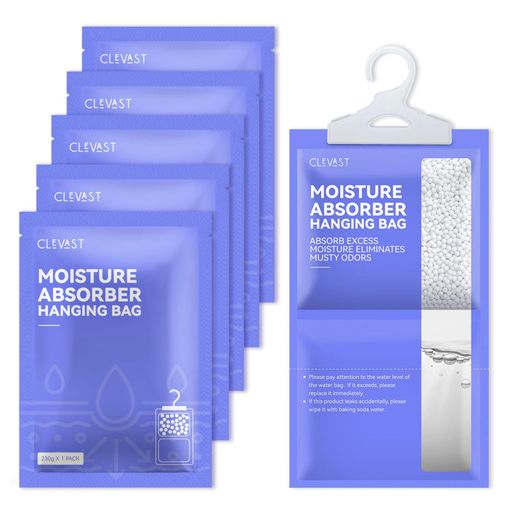 CLEVAST 5 Pack Kleiderschrank Feuchtigkeitsabsorber, Hanging Luftentfeuchter, Feuchtigkeitsentferner
