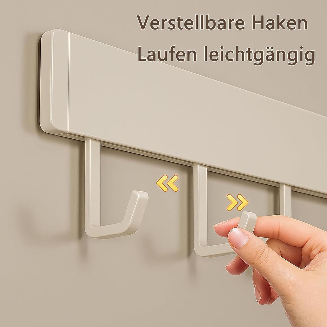 Hakenleiste Küche, 50 cm Hängestange Selbstklebend, Küchenstange mit 10 Beweglichen Haken, Küchenrel