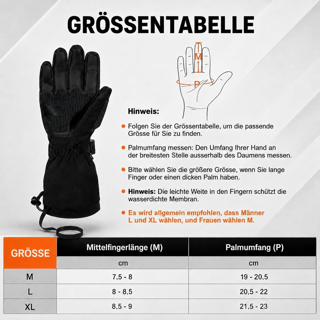 MRAWARM Beheizbare Handschuhe für Damen und Herren mit 6000mAh Akku Schwarz XL, Schwarz XL