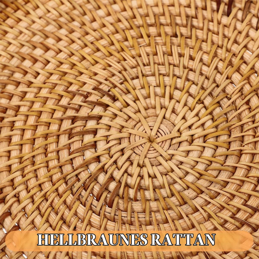 Rundes Handgeflochtenes Rattan Tablett 30cm aus Weide Flacher Aufbewahrungskorb für Küche Couchtisch