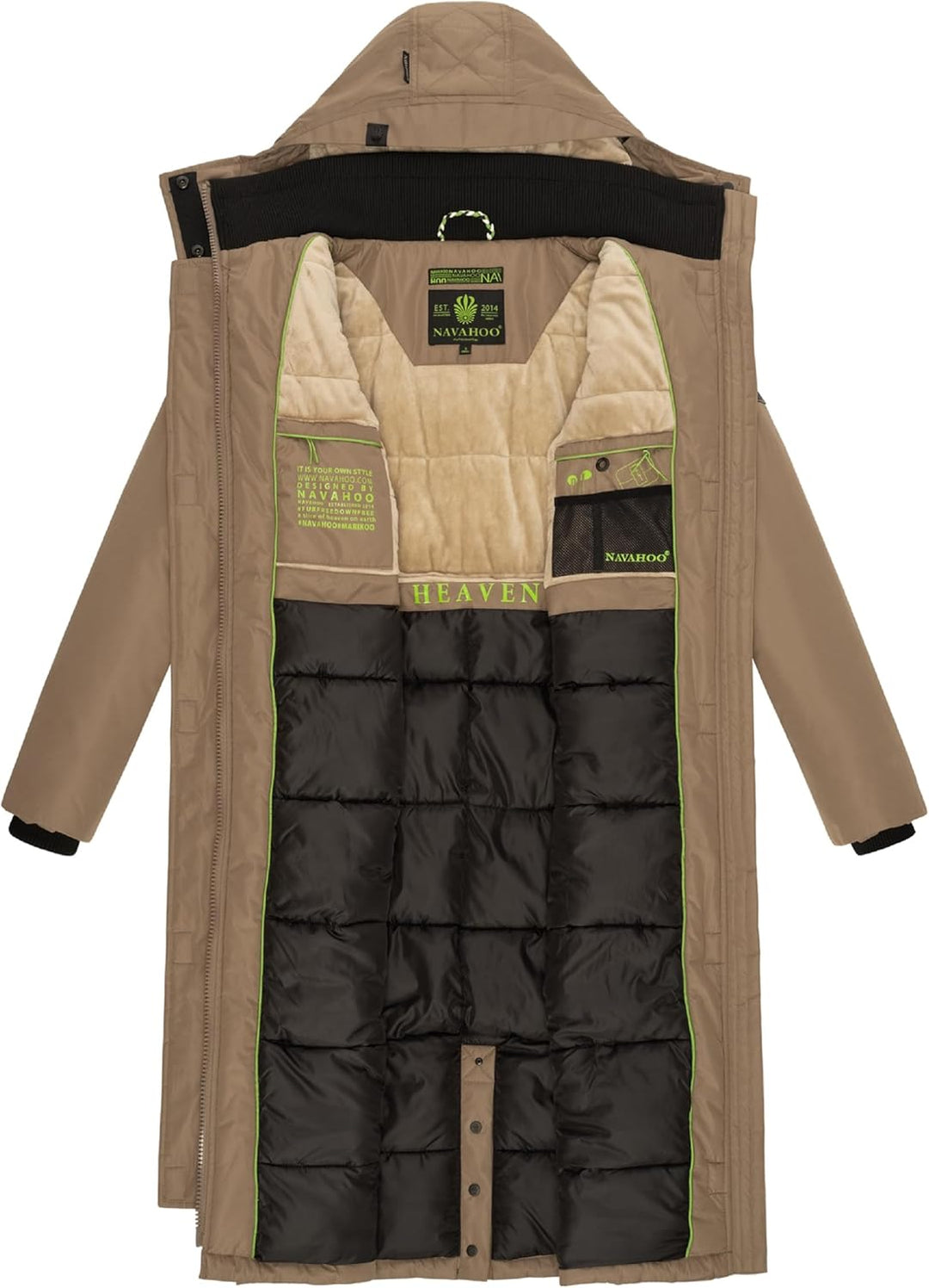 Navahoo Damen Wintermantel Warmer Parka lang mit hohem Kragen und weicher Kapuze Hokulanii XS-XXL XL