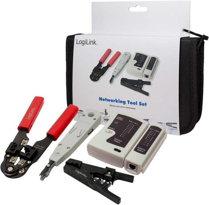 LogiLink WZ0012 5in1 Netzwerk Werkzeug Set für RJ11, RJ12, RJ45 inkl. Tasche