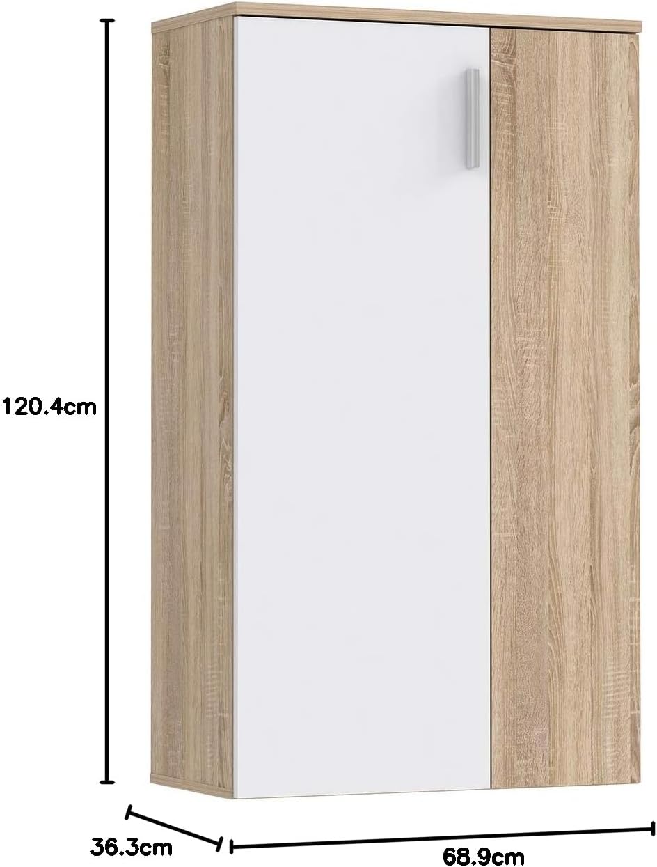 möbelando Schuhschrank Schuhkommode Flurschrank Kommode Anrichte Schrank Gretna I Sonoma-Eiche/Weiss