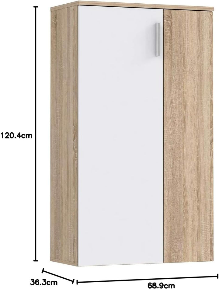 möbelando Schuhschrank Schuhkommode Flurschrank Kommode Anrichte Schrank Gretna I Sonoma-Eiche/Weiss