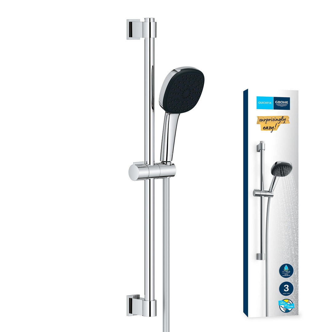 GROHE Vitalio 110 - Brausestangenset wassersparend - 8l pro Min (3 Strahlarten, Brausestange 60cm, K