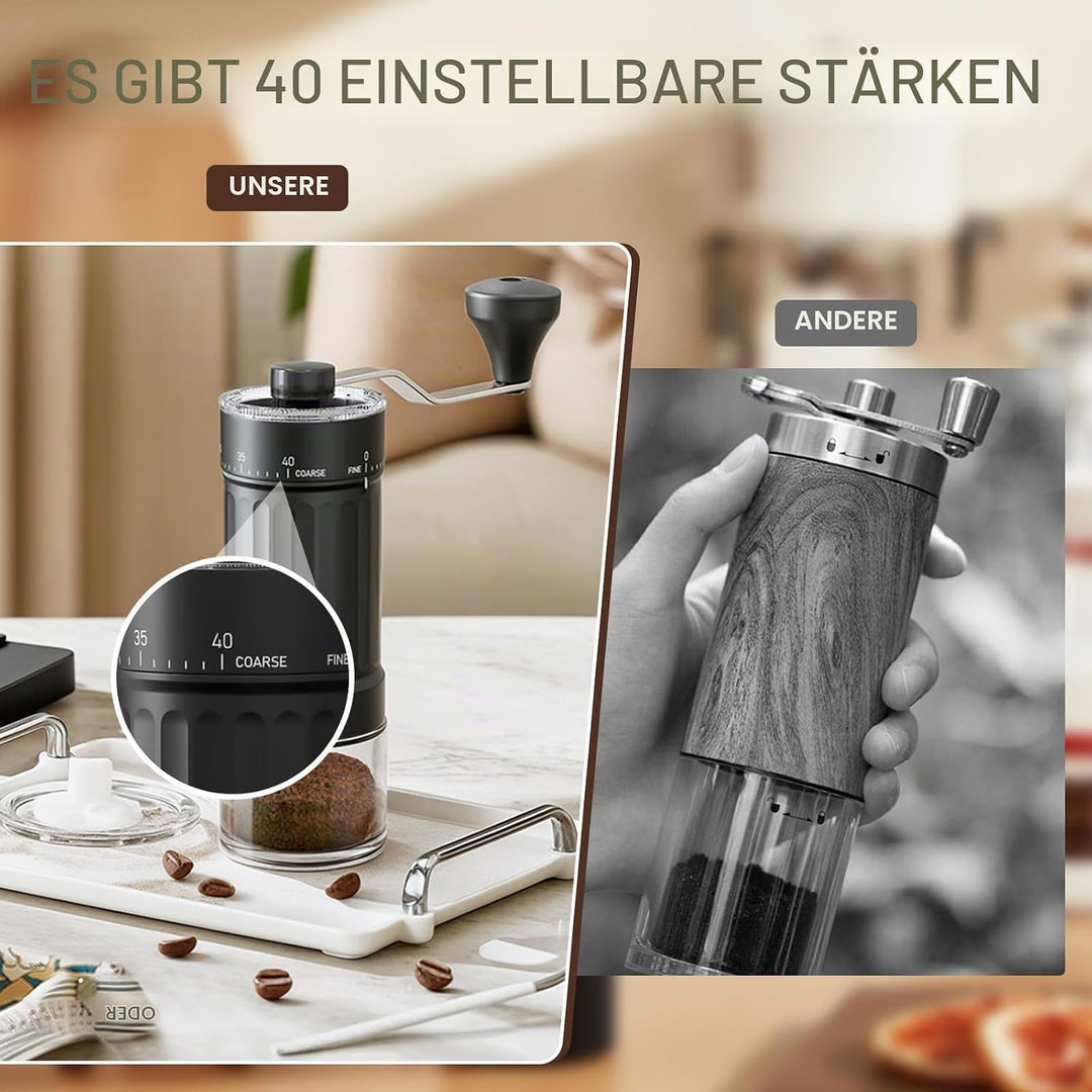 Manuelle Kaffeemühle, Externer Verstellbarer Handkaffeemühle, Kaffeemühle Verstellbarer Mahlgrad von