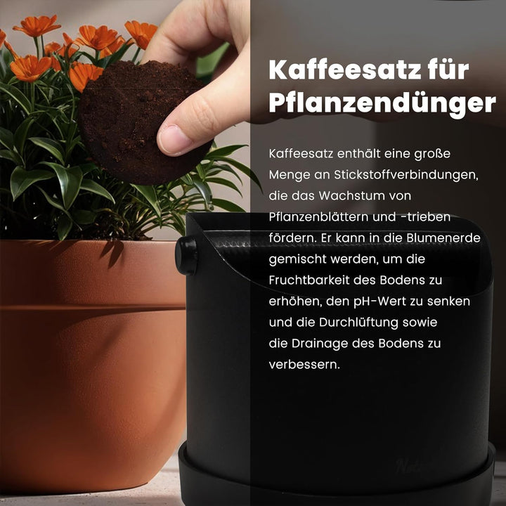 NOTSEK Abklopfbehälter für Siebträger, 1.2L Edelstahl Kaffee Knock Box, Kaffeesatz Abschlagbehälter,