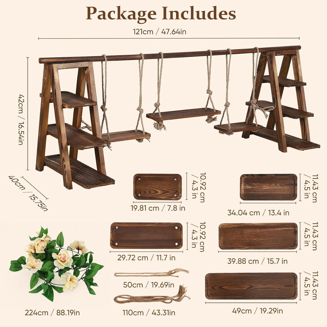 Cupcake-Ständer aus Holz,Etagere 3 Etagen mit 9 Tabletts aus Holz für Lebensmittel,Tortenständer 3 E