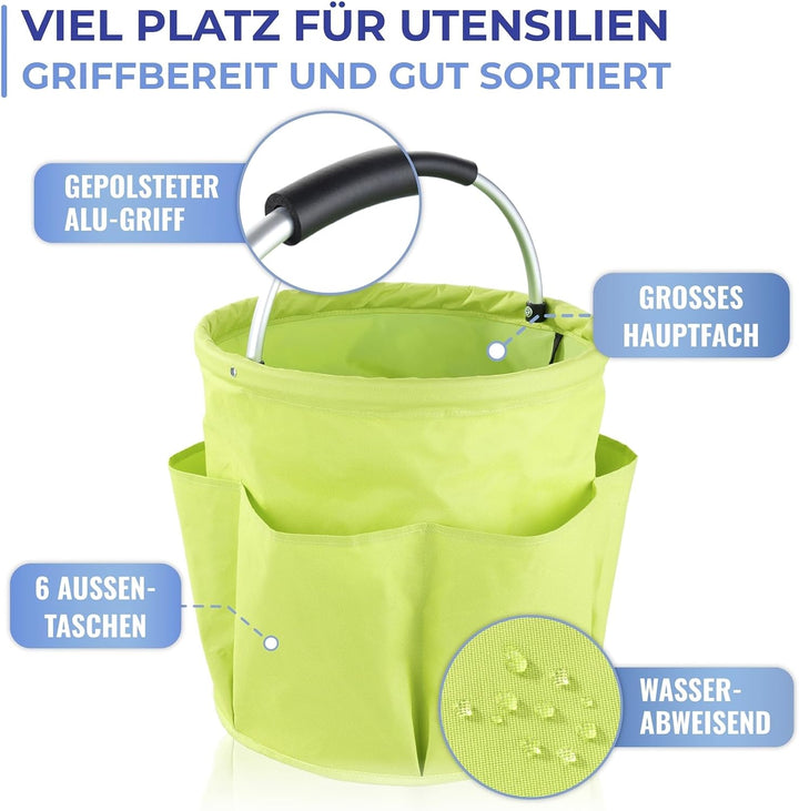 Maximex Garten Caddy XL grün - Faltbarer Gartenkorb mit gepolstertem Komfort-Griff, Polyester, 35 x