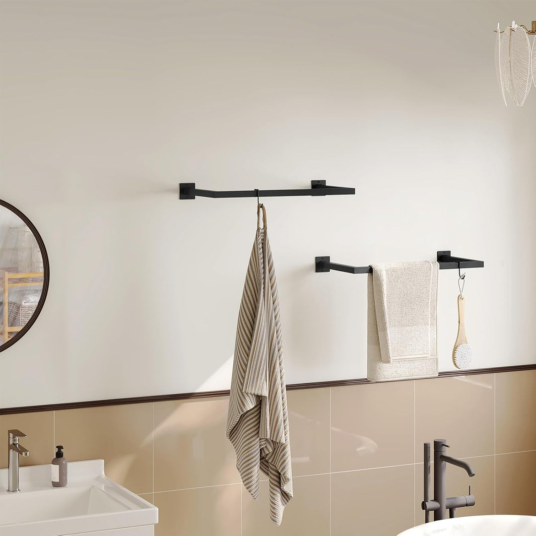 2er Set Kleiderstange Wand Rechteck, Garderobenstange Wandmontage, aus Industrierohr, platzsparend,
