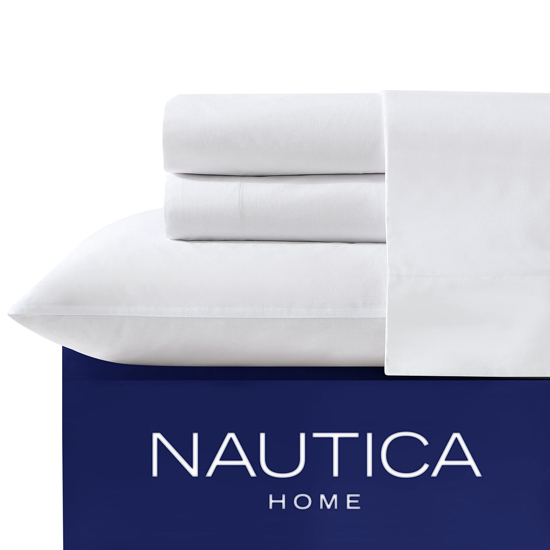 Nautica - Twin XL Bettlaken-Set, Baumwoll-Perkal-Bettwäsche-Set, knackig und kühl, Schlafsaal Essent