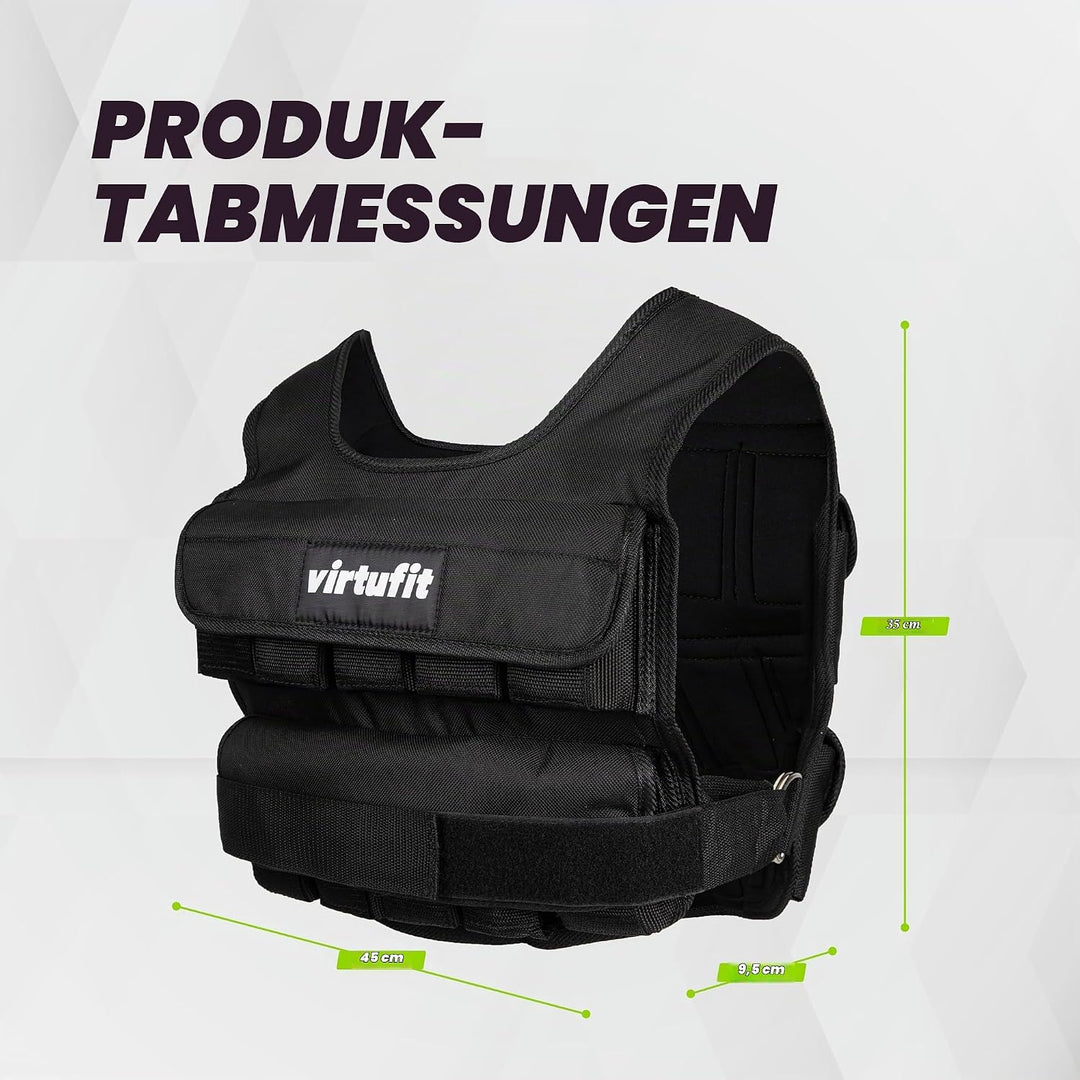VirtuFit Verstellbare Gewichtsweste Pro - 10 kg - Schwarz - Trainingsweste - Krafttraining