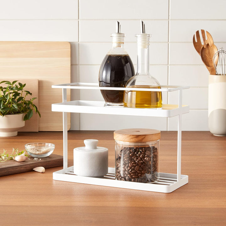 YAMAZAKI Home Arbeitsplatte Gewürzbehälter Aufbewahrung und Organizer Rack | Stahl, Einheitsgrösse,