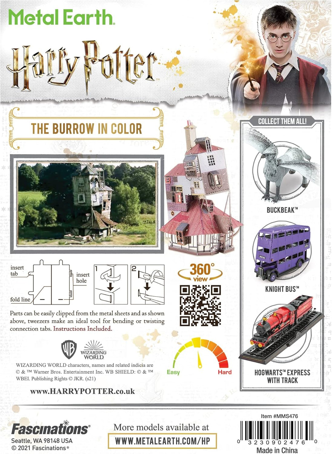 Fascinations MMS476 Metal Earth Metallbausätze - Harry Potter Fuchsbau The Burrow, lasergeschnittene