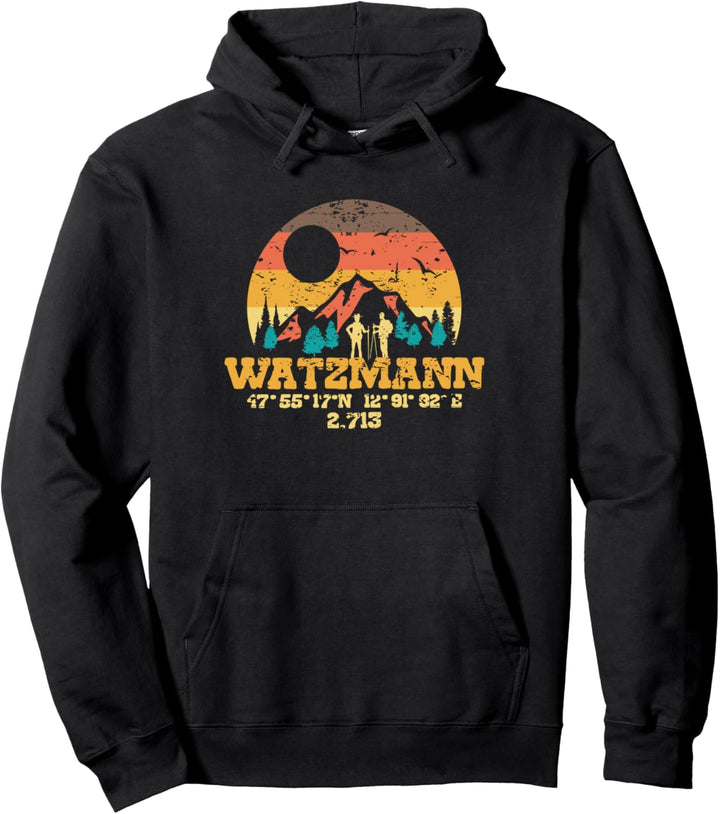 Berg Watzmann in Bayern Grafisches Weisses Motiv Pullover Hoodie