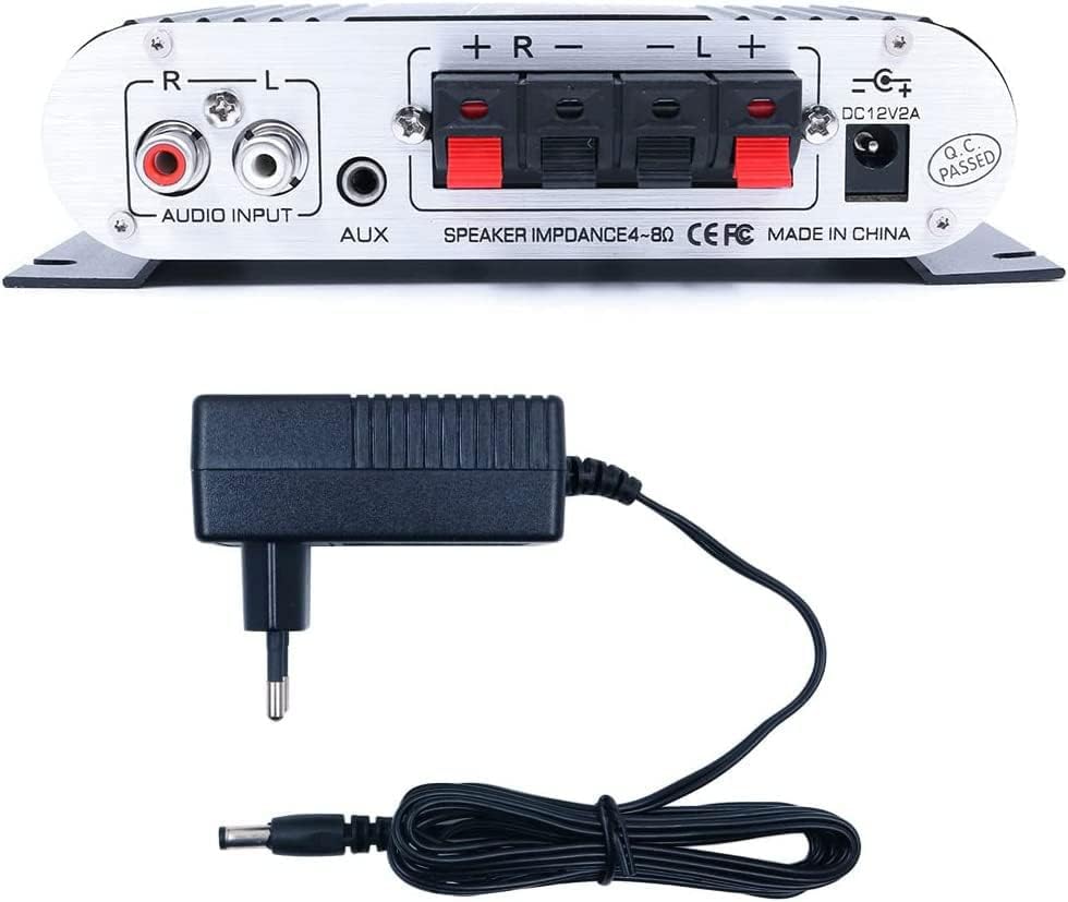 LP-808 Tragbarer 12-V-MiNi-HiFi-Verstärker mit 3-A-Netzteil für Autotelefon zu Hause - Schwarz