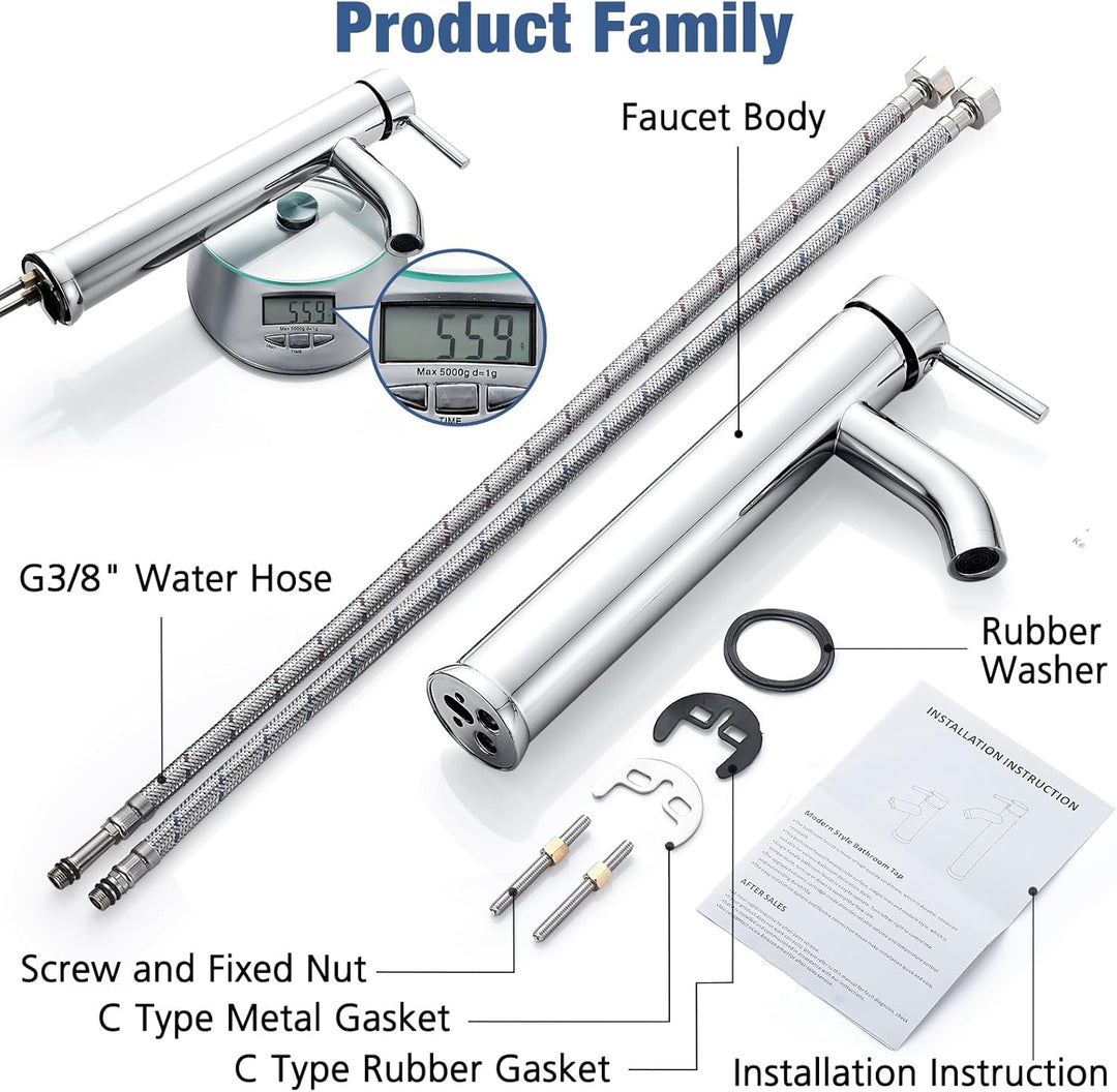 kisimixer Waschtischarmatur Bad Hoch, Wasserhahn Waschbecken Waschtisch Armatur, Einhebelmischer für