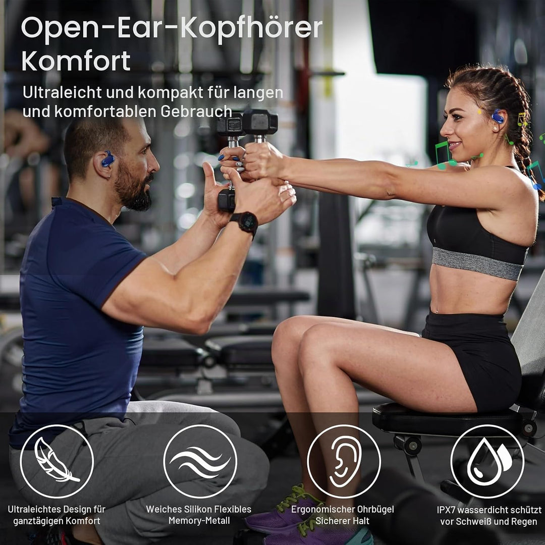 Open Ear Kopfhörer Bluetooth 5.4, 2026 Bluetooth Kopfhörer mit 14,2 mm Treiber, 36Std Ohrhörer Tiefe