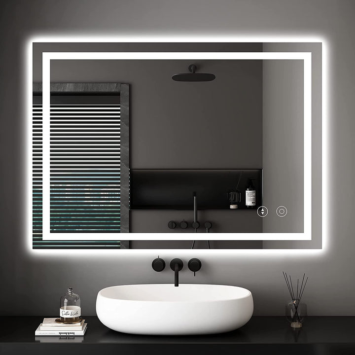 Dripex Led Badspiegel mit Beleuchtung Badezimmer Spiegel mit Touch-Schalter, Dimmbar, 3 Lichtfarbe E