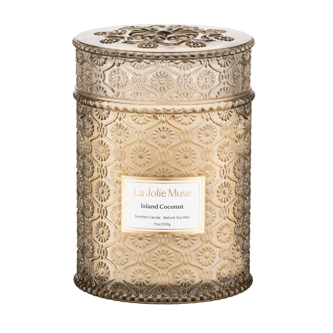LA JOLIE MUSE Duftkerzen für Zuhause, Geschenkkerze Vanille und Kokosnuss, Sojakerzen mit Holzdocht,