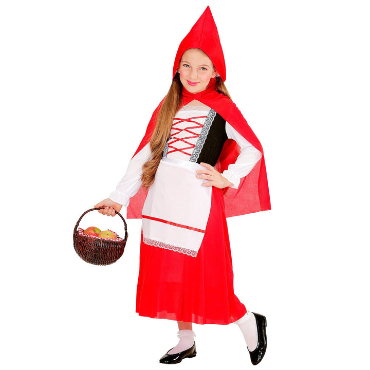 "RED CAPELET" (dress with underskirt, apron, hooded capelet) - (140 cm / 8-10 Years), 140